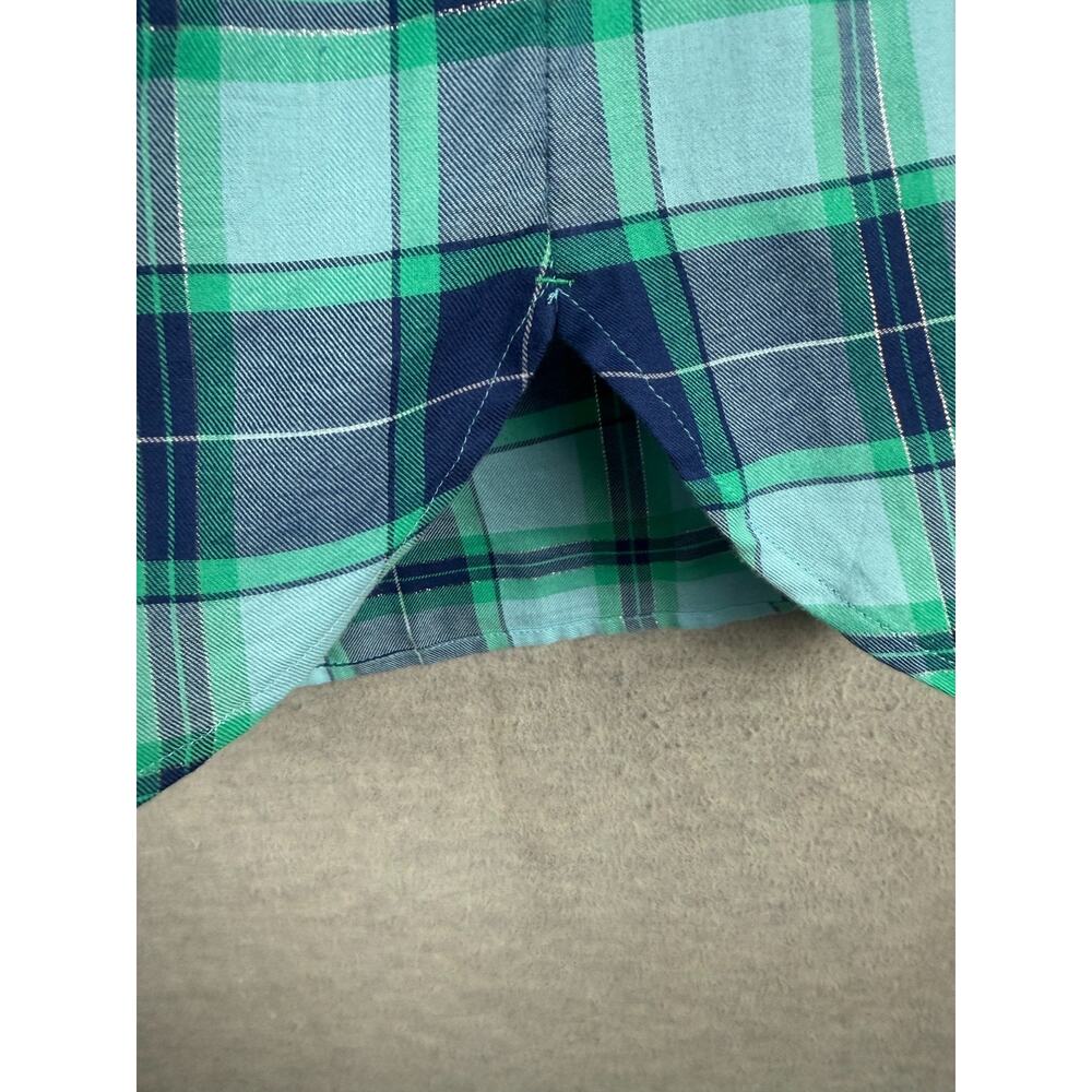 Talbots L Modern Classic Button Up Lightweight Flannel Shirt Blue Green Plaid - Picture 5 of 7